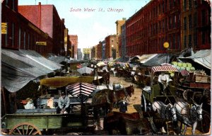 USA South Water St Chicago Illinois Vintage  Postcard 09.69