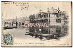 Old Postcard Amiens water sports and Baraban bridge