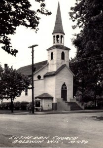 Wisconsin RPPC Real Photo Postcard - Lutheran Church - Baldwin