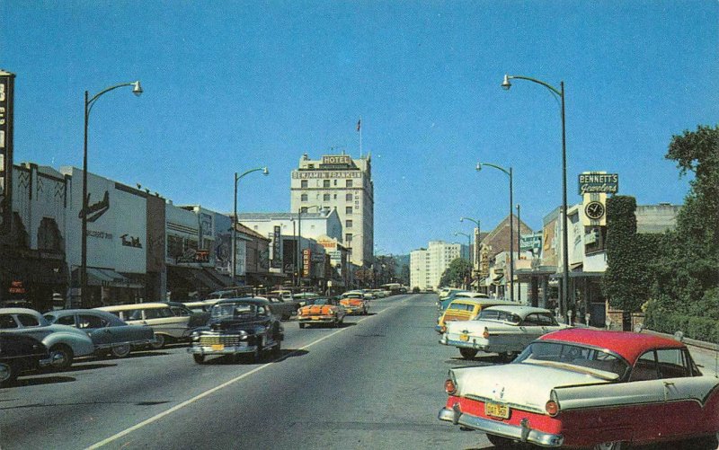 SAN MATEO, CA 3rd Ave Street Scene Bennett's Jewelers c1950s Vintage Postcard