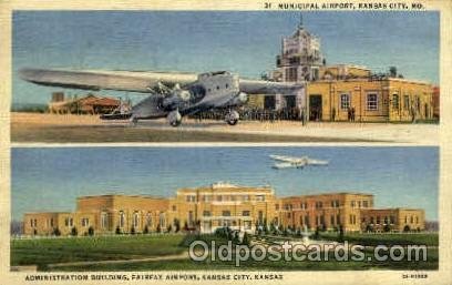 Municipal Airport, Kansas City, MO USA Airport 1940 light wear, postal used 1940