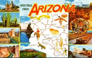 Arizona Greetings With Map and Multi View