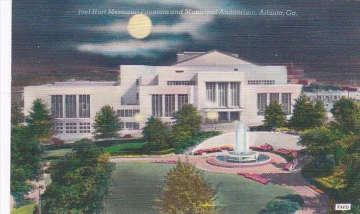 Georgia Atlanta Joel Hurt Memorial Fountain and Municipal Auditorium At Night