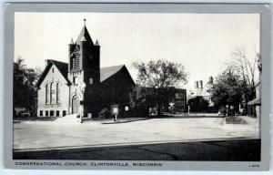 CLINTONVILLE, Wisconsin  WI    CONGREGATIONAL CHURCH  1944?   Postcard