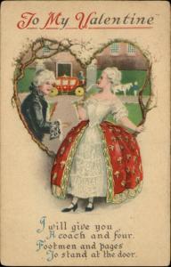 VALENTINE Victorian Couple Fancy Heart Border c1910 PC