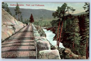 Gudbrandsdalen Norway Postcard Part of the site at Pollfossen waterfall c1910