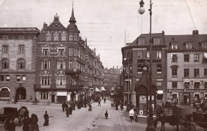 VINTAGE POSTCARD REAL PHOTO MAIN STREET SCENE COPENHAGEN DENMARK c. 1905-10