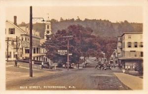 Peterboro NH Main Street Drug Store Garage RPPC Real Photo Postcard