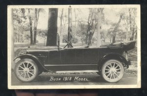 RPPC BUSH 1918 MODEL VINTAGE AUTOMOBILE CAR ADVERTISING REAL PHOTO POSTCARD