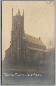 NEWTOWN CT TRINITY CHURCH ANTIQUE REAL PHOTO POSTCARD RPPC