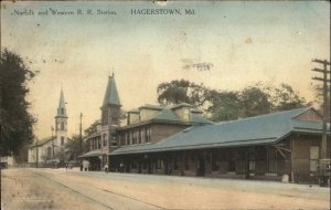 Hagerstown Maryland MD Norfolk and Western RR Train Station Depot c1910 PC