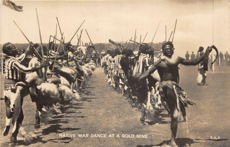 br104342 native war dance at a gold mine  africa real photo south africa