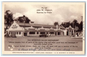 Kentland Indiana Postcard Greyhound Bus Station Guernsey Ice Cream c1940 Vintage