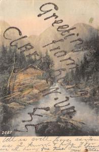Clarksburg West Virginia 1907 Greetings Postcard Mountain Stream Glitter
