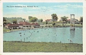 FAIRFIELD IOWA~BOY SCOUT SWIMMING POOL~1937 POSTMARK ALBIA IOWA POSTCARD