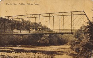 J66/ Eldora Iowa Postcard c1910 North River Bridge Horse Buggy 14