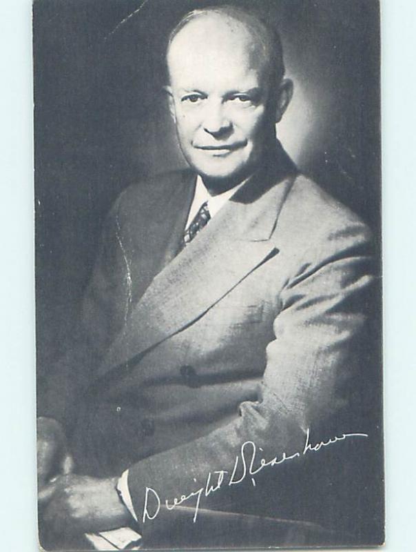 1950's patriotic DWIGHT EISENHOWER CAMPAIGN POSTCARD - I LIKE IKE HJ3015