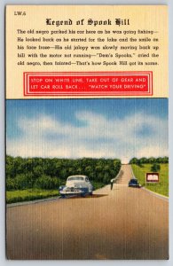 Lake Wales Florida~Legend Of Spook Hill~Uphill Road~Cars~Linen 1957 Postcard