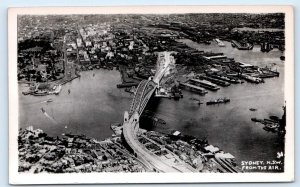 RPPC SYDNEY, NSW Australia ~ View of CITY From the AIR c1940s Postcard