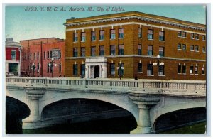 1911 YWCA City Of Lights Building Entrance Under Tunnel View Aurora IL Postcard