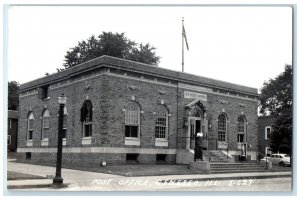 Geneseo Illinois IL RPPC Photo Postcard Post Office Entrance c1950's Vintage