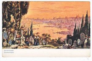 Turkey Constantinople Perlberg Artist Signed Colored Post...