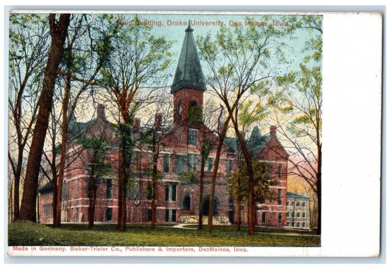 c1905 Main Building Drake University Des Moines Iowa IA Antique Postcard 