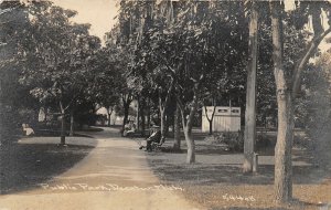 H16/ Decatur Michigan RPPC Postcard 1912 Public Park Gazebo Benches