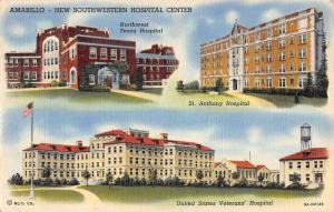 Amarillo Texas Southwestern Hospital Multiview Antique Postcard K55061 