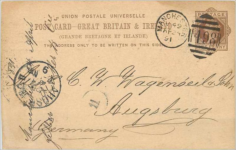 Entier Postal Stationery Postal Great Britain Great Britain 1891 Manchester t...