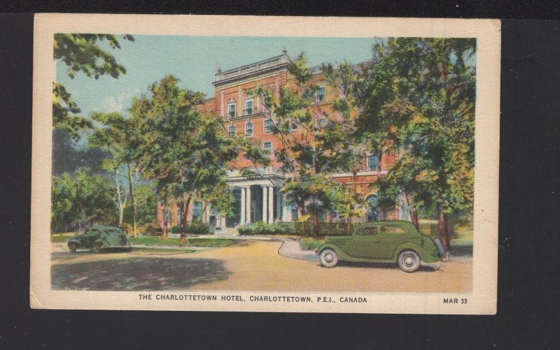 PEI CHARLOTTETOWN Hotel with older cars Pub by Valentine-Black pm1949 ~ WB