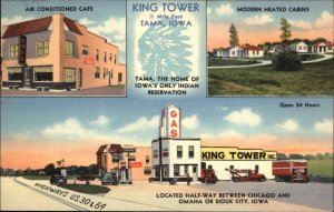 SIOUX CITY IA King Tower Gas Station Caf Old Linen Postcard