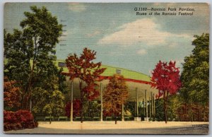 Deerfield Illinois 1954 Postcard Ravinia Park Pavilion Music Festival