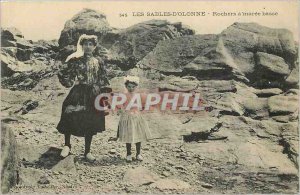 'Old Postcard Les Sables d''Olonne Rocks at low tide Folklore'