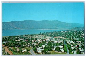 Elsinore California CA Postcard Lake Central Shopping District Aerial View c1960