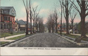 Postcard High Street From Bellevue Avenue  Bristol CT