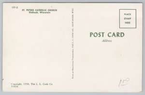 Oshkosh Wisconsin~St Peters Catholic Church Front View~Vintage Postcard