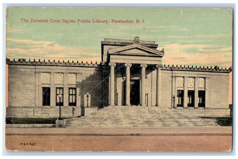 c1910 Deborah Cook Sayles Public Library Pawtucket Rhode Island RI Postcard