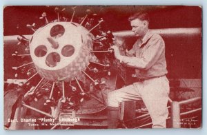 c1910's Capt. Charles Plucky Lindburgh Tunes His Motor Unposted Antique Postcard
