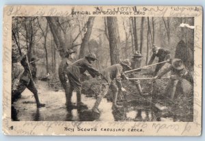 1915 Boys Scouts Crossing Creek Hastings Nebraska NE Antique Posted Postcard