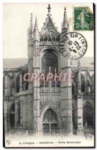 Old Postcard Limoges Cathedral Porte Saint Jean