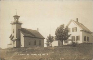 South Thomaston Maine ME Church Eastern Illus Real Photo Vintage Postcard