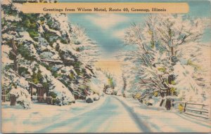 Postcard Greetings From Wilson Motel Route 40 Green IL