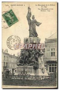 Postcard Old Saint Dizier The Monument of the Defense Army