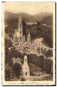 Old Postcard Lourdes Basilica and Monument of Combined Recognition