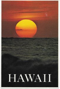 US Greetings from Hawaii - Sunset at Oahu's Earth Shore. used, mailed 1989.