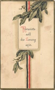 World War 1916 German patriotic flag & mistletoe greetings postcard Germany WWI