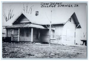 c1960 ISW Depot College Springs Iowa IA Train Depot Station RPPC Photo Postcard