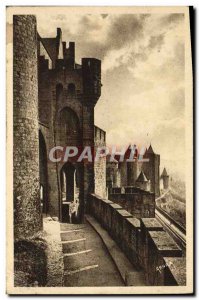 Old Postcard Carcassonne Exteriors And Defenses Before Portes Du Chateau