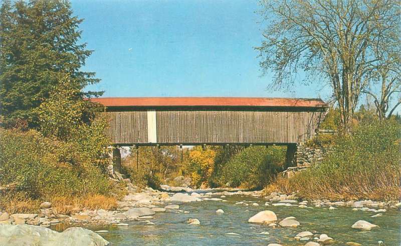 Jeffersonville Vermont Scott Covered Bridge Chrome Postcard Unused